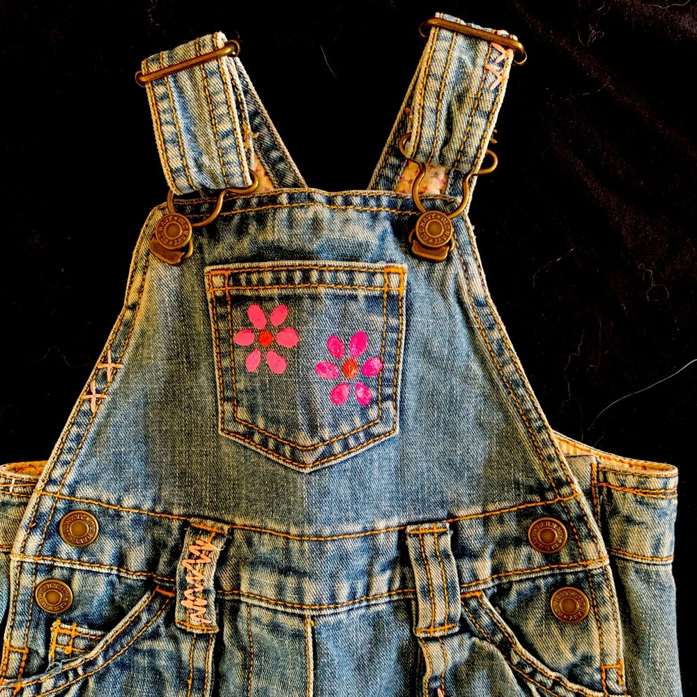 Hand painted children’s overalls size 6-12 months